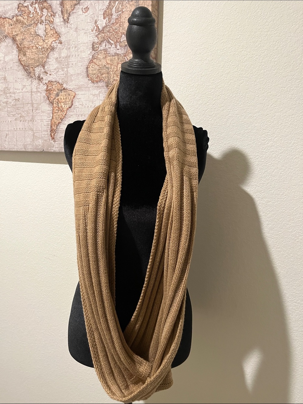 Soft Knit Infinity Scarf in Camel by Whit Black